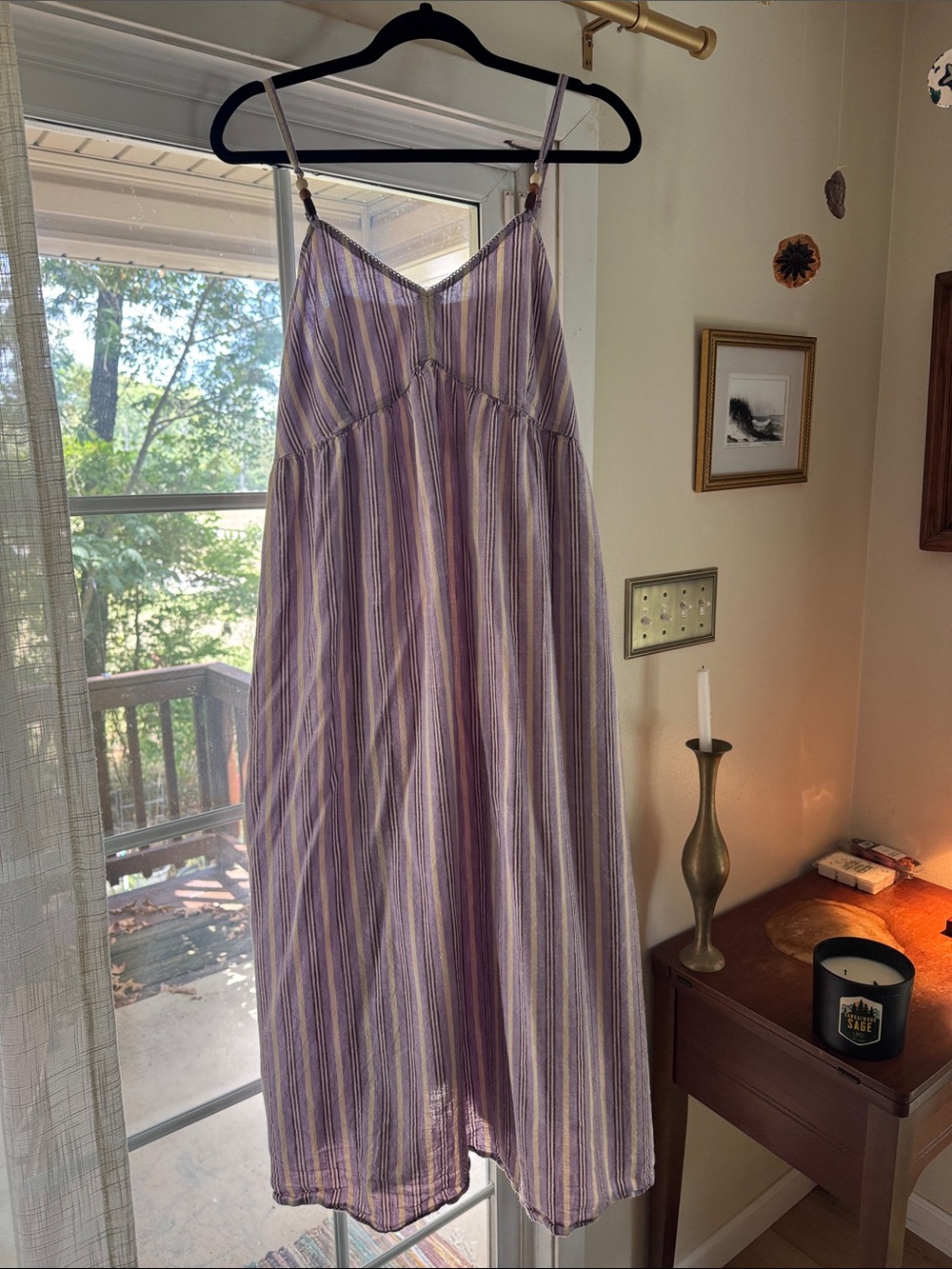 Old Navy Lavender & White Striped Maxi Dress L